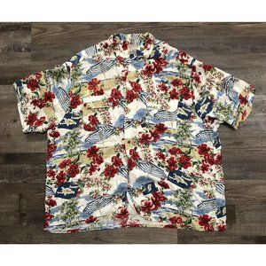 Roundtree & Yourke Mens 3XLT Multi Color Floral Button Up Rayon Short